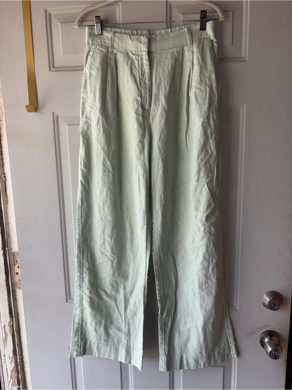 Abercrombie & Fitch light green linen blend wide leg pants size M